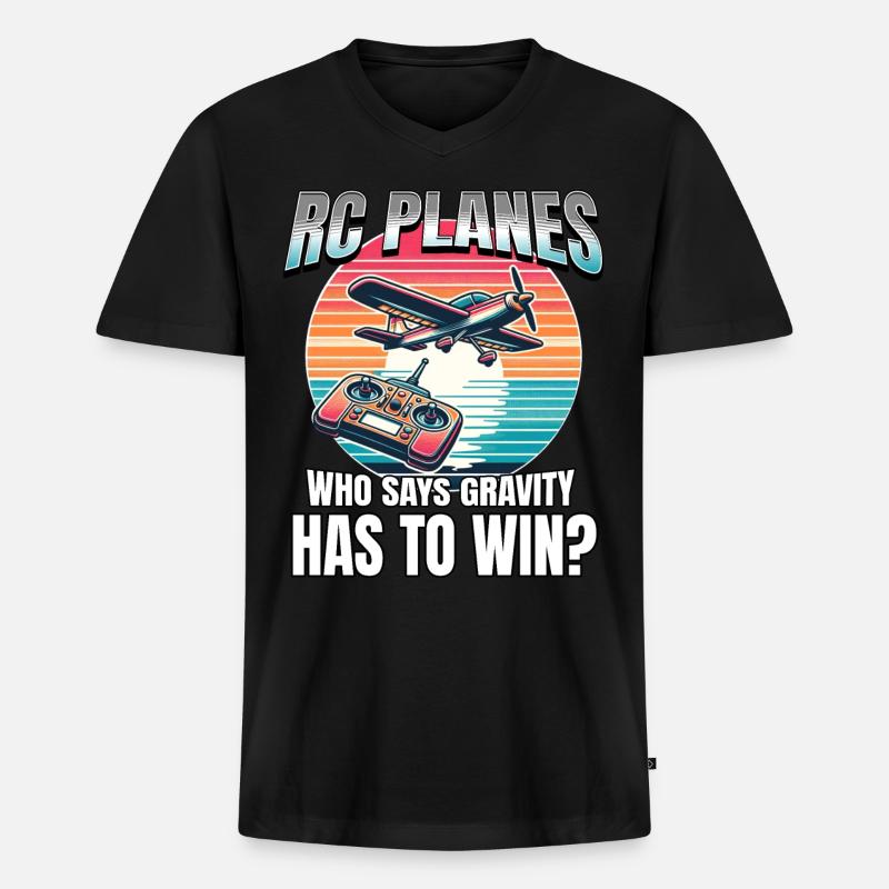 Modellflugzeug Modellflieger - Männer Premium Bio T-Shirt mit V-Ausschnitt - Schwarz