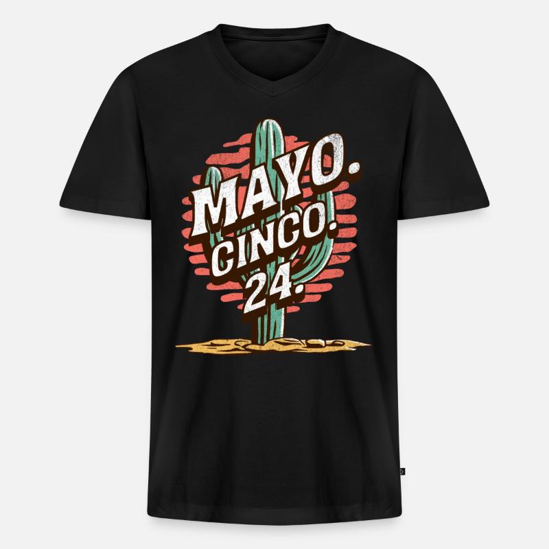 Cinco De Mayo 2024 - Männer Premium Bio T-Shirt mit V-Ausschnitt - Schwarz