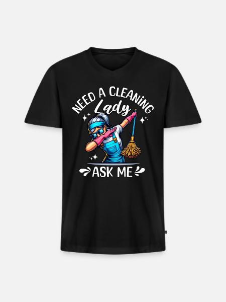 Cleaning lady cleaner - Men's Premium Organic T-shirt with V-neck - black