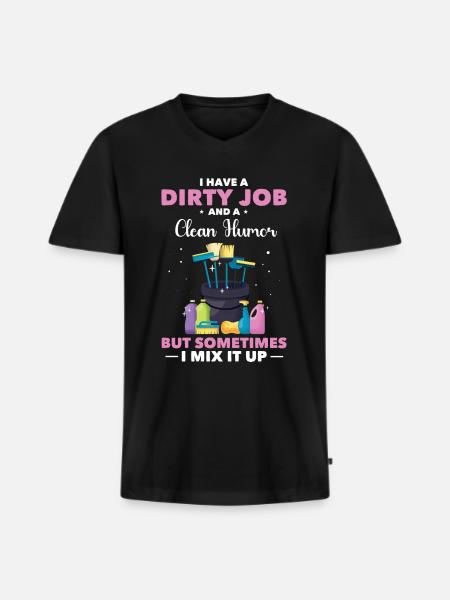 Cleaning lady - Men's Premium Organic T-shirt with V-neck - black