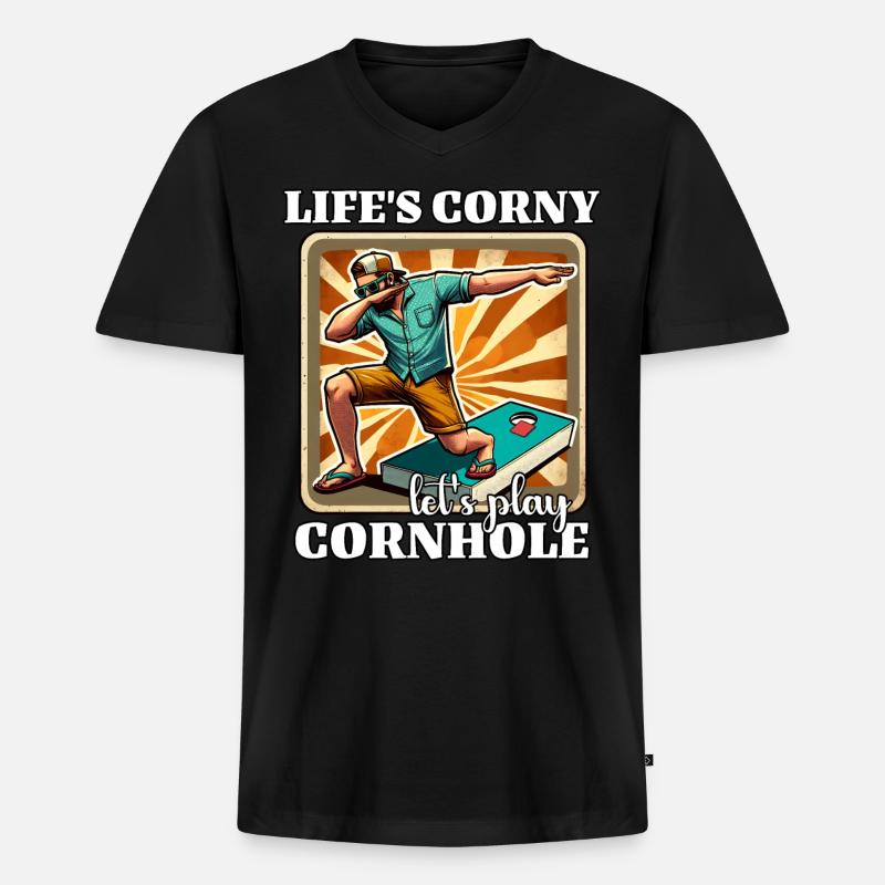 Cornhole - Männer Premium Bio T-Shirt mit V-Ausschnitt - Schwarz