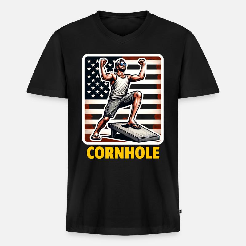 Cornhole - Männer Premium Bio T-Shirt mit V-Ausschnitt - Schwarz