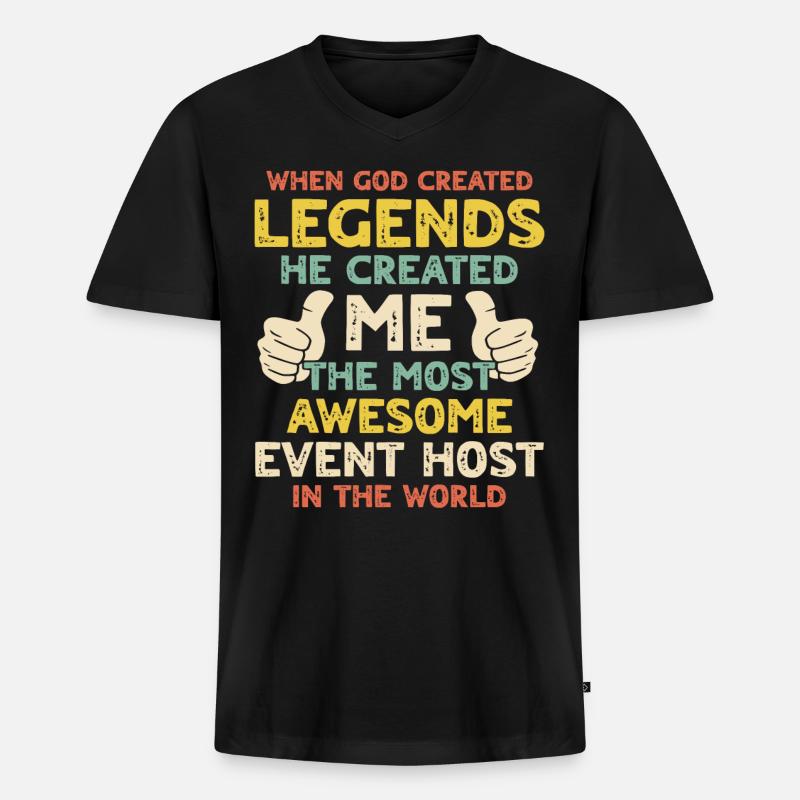 Event Host - Männer Premium Bio T-Shirt mit V-Ausschnitt - Schwarz