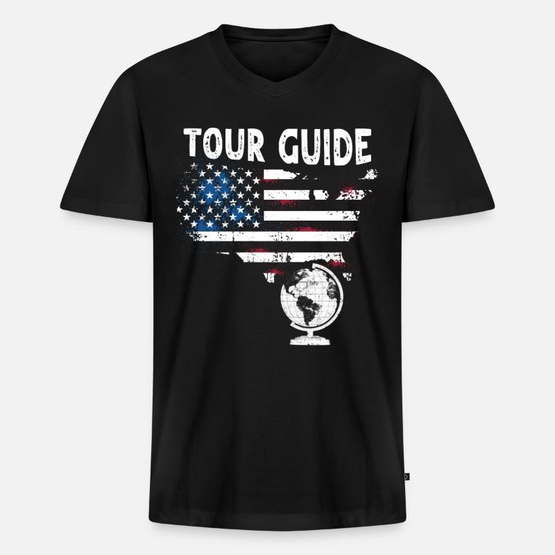 Tour Guide - Männer Premium Bio T-Shirt mit V-Ausschnitt - Schwarz