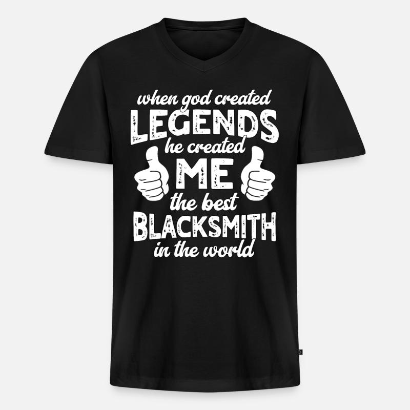 Bester Schmied Legende - Männer Premium Bio T-Shirt mit V-Ausschnitt - Schwarz