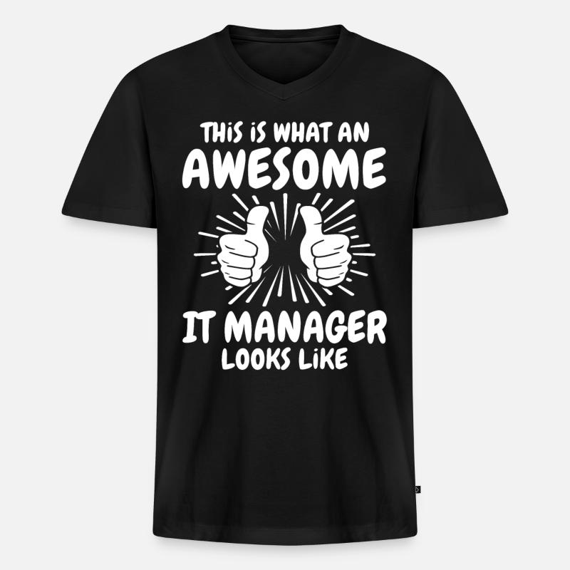 IT Manager - Männer Premium Bio T-Shirt mit V-Ausschnitt - Schwarz