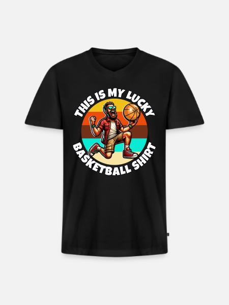 Basket-ball - T-shirt encolure en V Premium bio Homme - noir