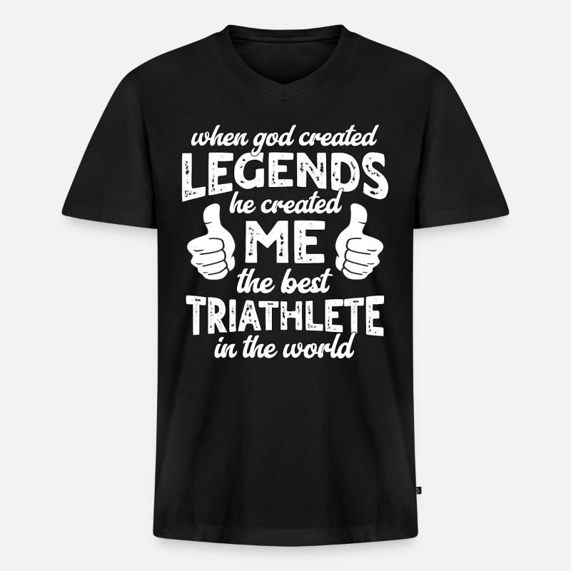 Bester Triathlet Legende - Männer Premium Bio T-Shirt mit V-Ausschnitt - Schwarz