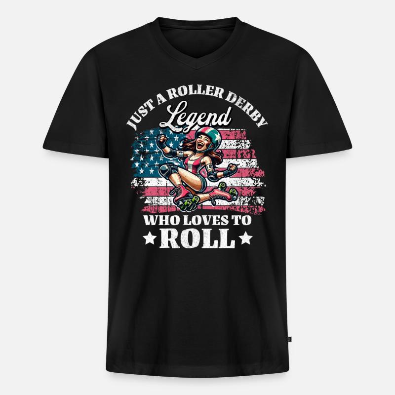US Roller Derby Spieler - Männer Premium Bio T-Shirt mit V-Ausschnitt - Schwarz