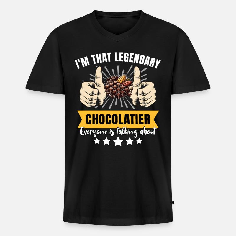 Legendärer Chocolatier - Männer Premium Bio T-Shirt mit V-Ausschnitt - Schwarz