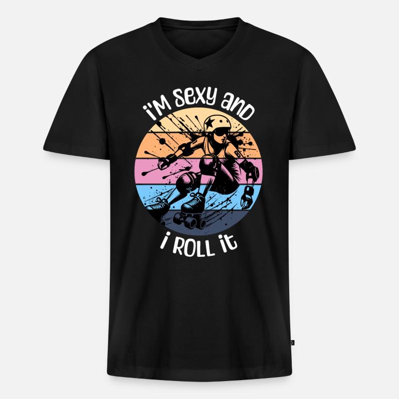 Roller Derby Sprüche - Männer Premium Bio T-Shirt mit V-Ausschnitt - Schwarz