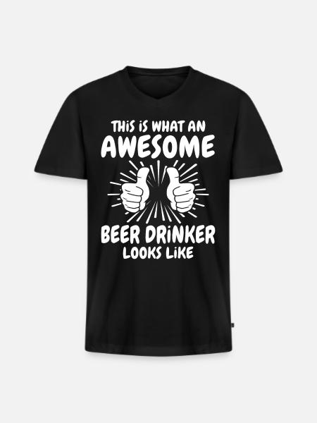 Beer drinkers - Men's Premium Organic T-shirt with V-neck - black