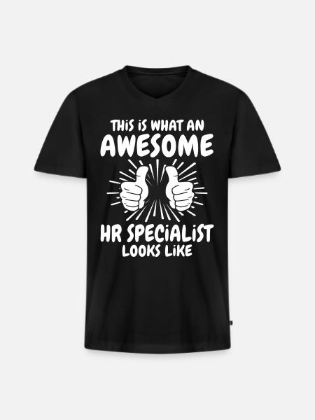 HR Spezialist - Männer Premium Bio T-Shirt mit V-Ausschnitt - Schwarz