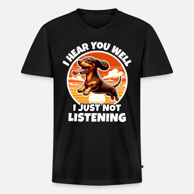 Dackel Sprüche - Männer Premium Bio T-Shirt mit V-Ausschnitt - Schwarz