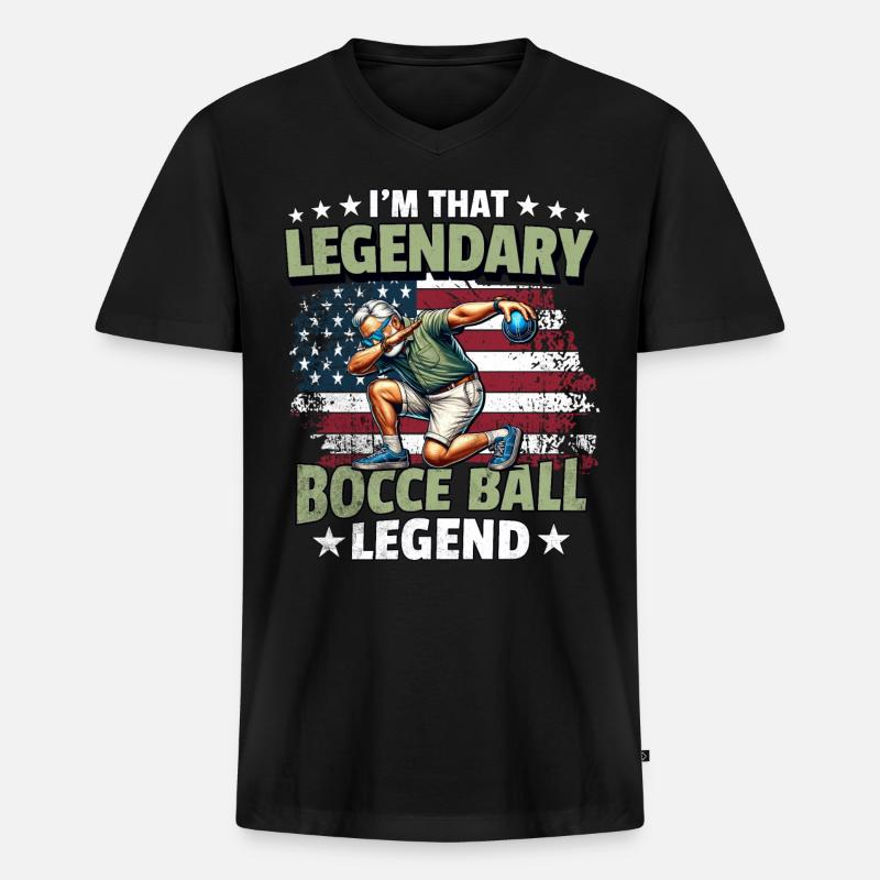 Bocce Ball Legende - Männer Premium Bio T-Shirt mit V-Ausschnitt - Schwarz