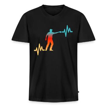 Petanque Heart Line - Men's Premium Organic T-shirt with V-neck - black - Front - Nico (187cm)
