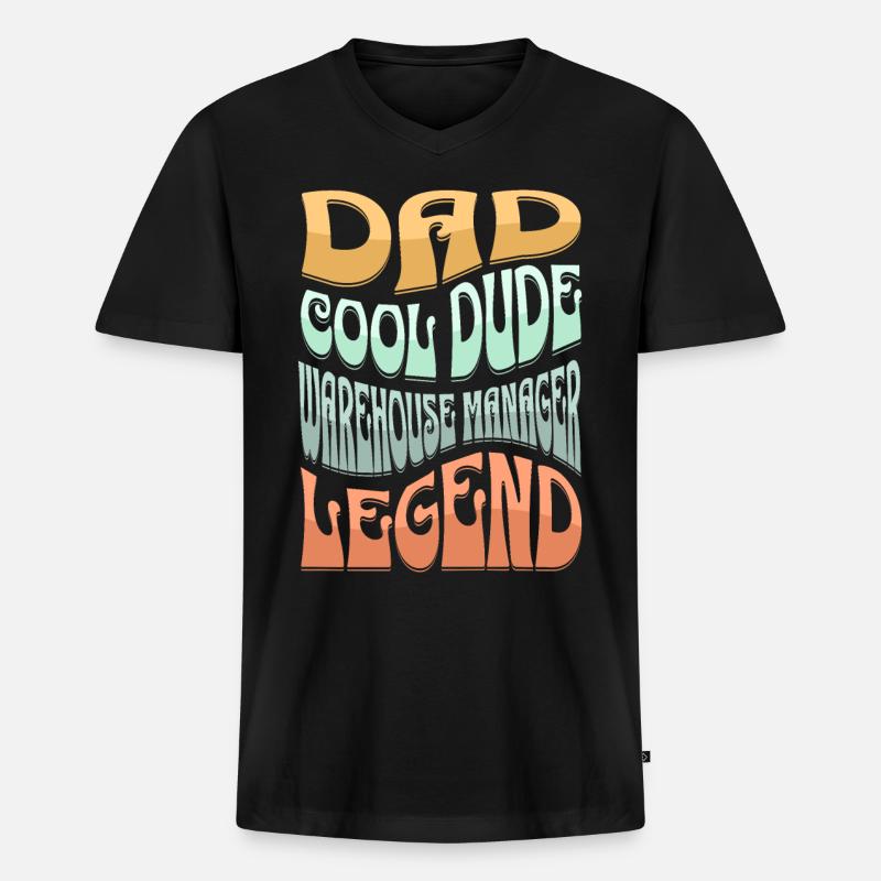 Papa Lagerleiter - Männer Premium Bio T-Shirt mit V-Ausschnitt - Schwarz