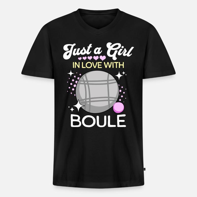 Boule Mädchen - Männer Premium Bio T-Shirt mit V-Ausschnitt - Schwarz