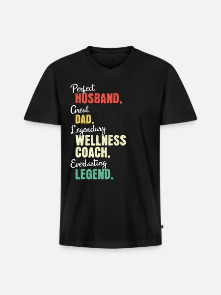 Wellness Coach Dad - Men's Premium Organic T-shirt with V-neck - black