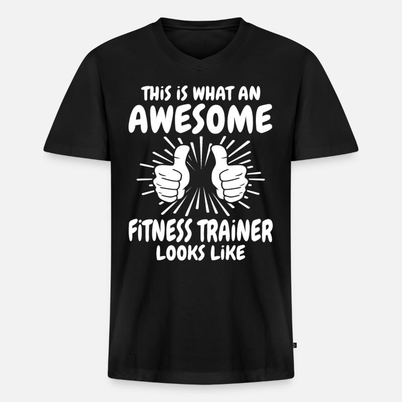 Fitnesstrainer - Männer Premium Bio T-Shirt mit V-Ausschnitt - Schwarz