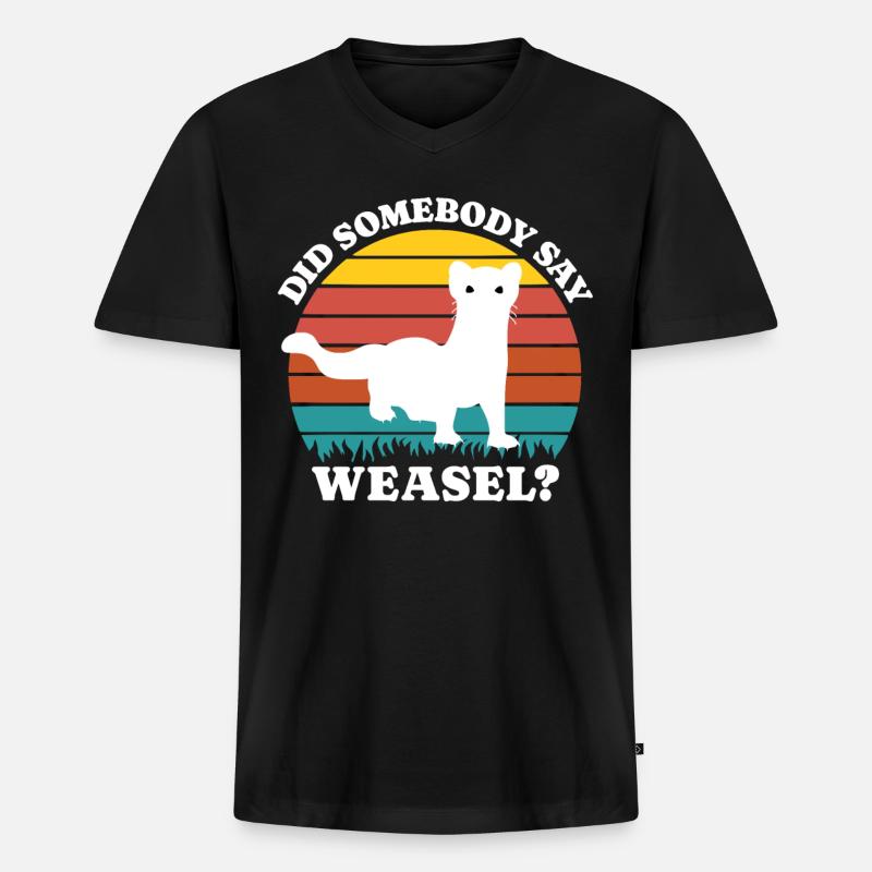 Wiesel - Männer Premium Bio T-Shirt mit V-Ausschnitt - Schwarz