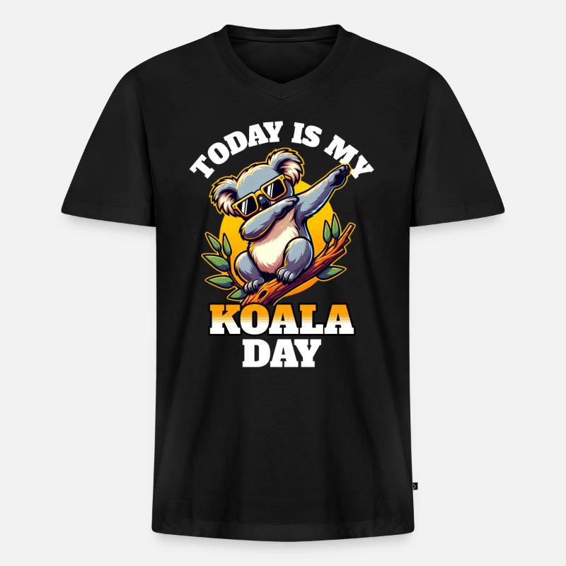 Koala Sprüche - Männer Premium Bio T-Shirt mit V-Ausschnitt - Schwarz