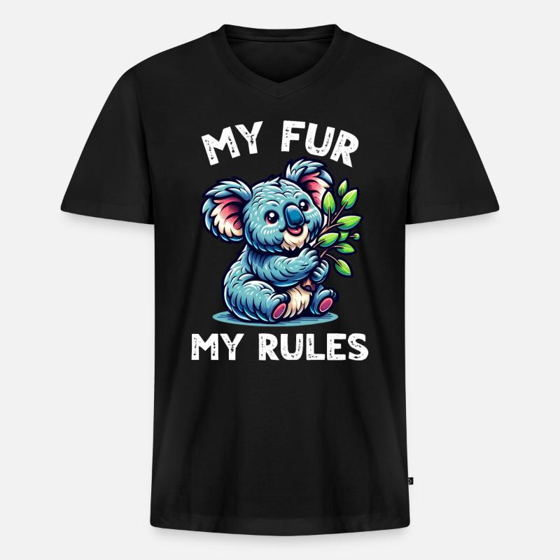 Lustige Koala Sprüche - Männer Premium Bio T-Shirt mit V-Ausschnitt - Schwarz