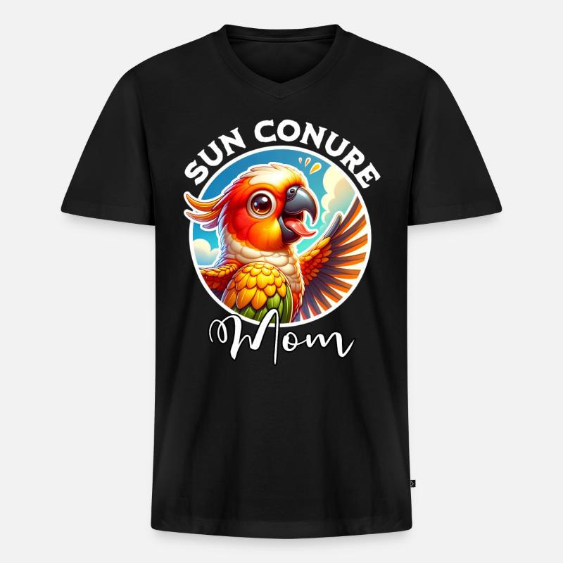 Sun Conure Mom - Männer Premium Bio T-Shirt mit V-Ausschnitt - Schwarz