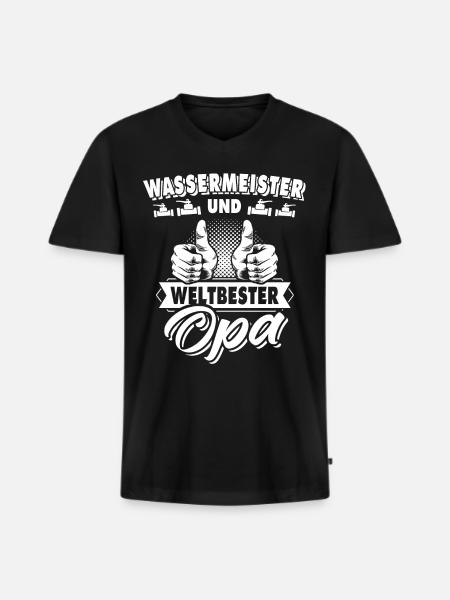 Water Master Grandpa - Men's Premium Organic T-shirt with V-neck - black
