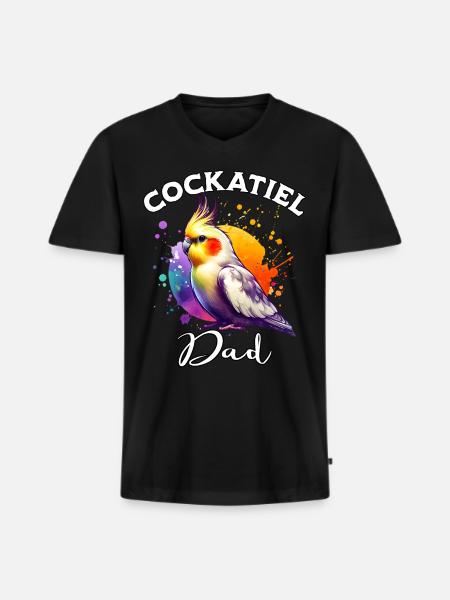 Papa calopsitte - T-shirt encolure en V Premium bio Homme - noir