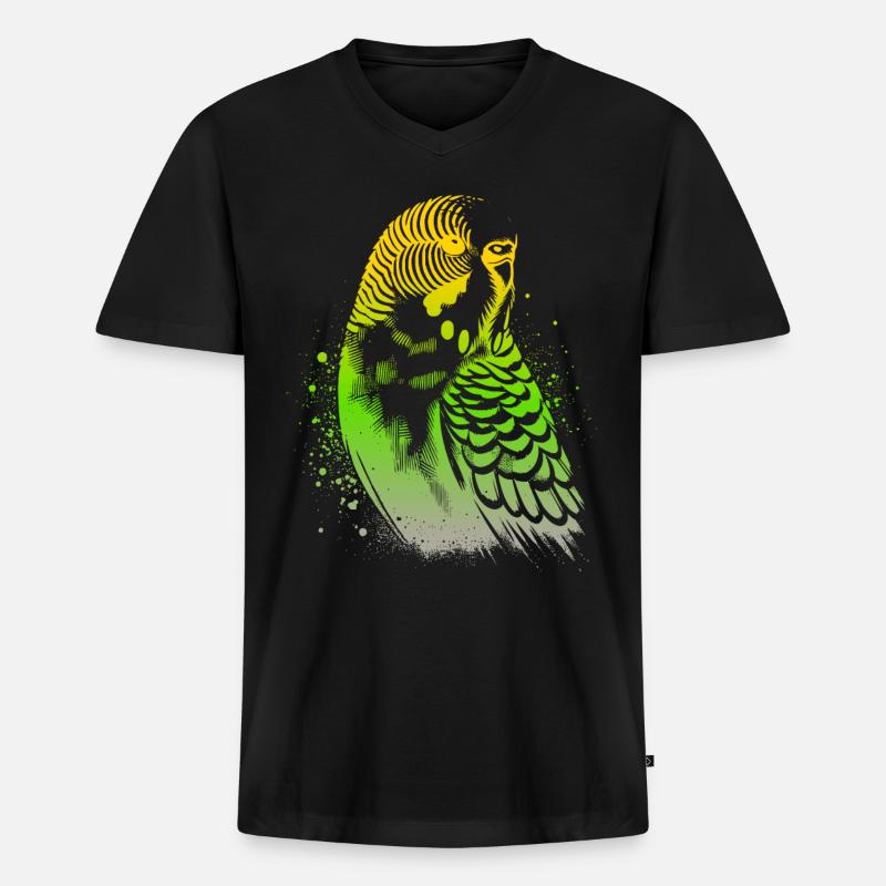 Wellensittich - Männer Premium Bio T-Shirt mit V-Ausschnitt - Schwarz