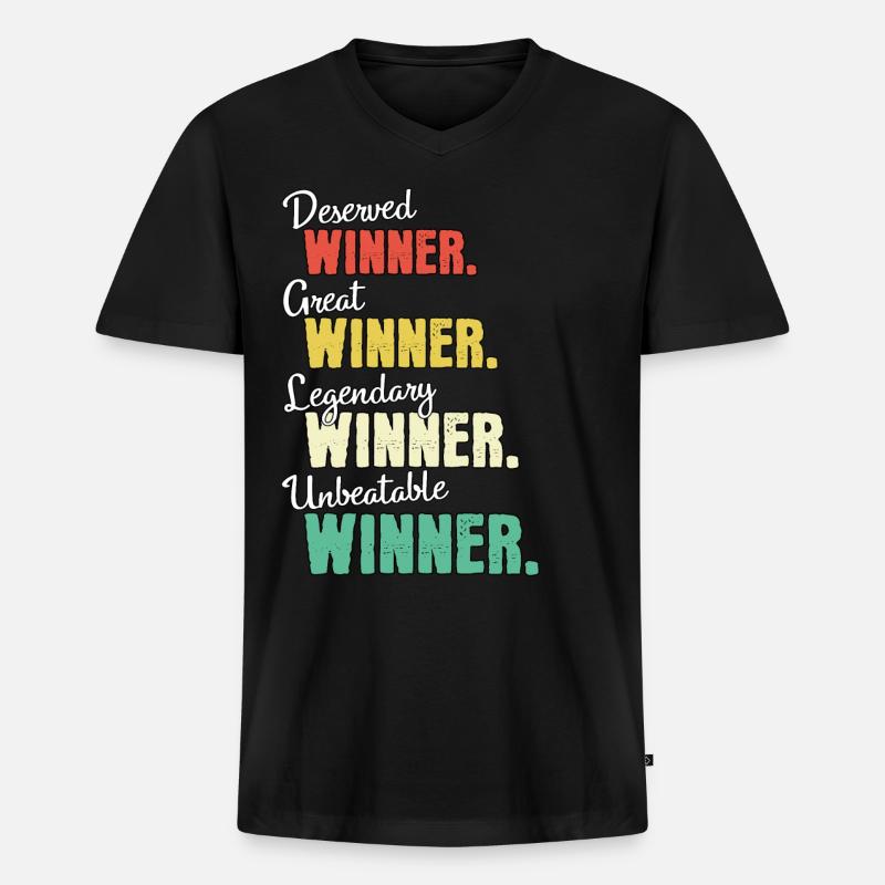 Gewinner - Männer Premium Bio T-Shirt mit V-Ausschnitt - Schwarz