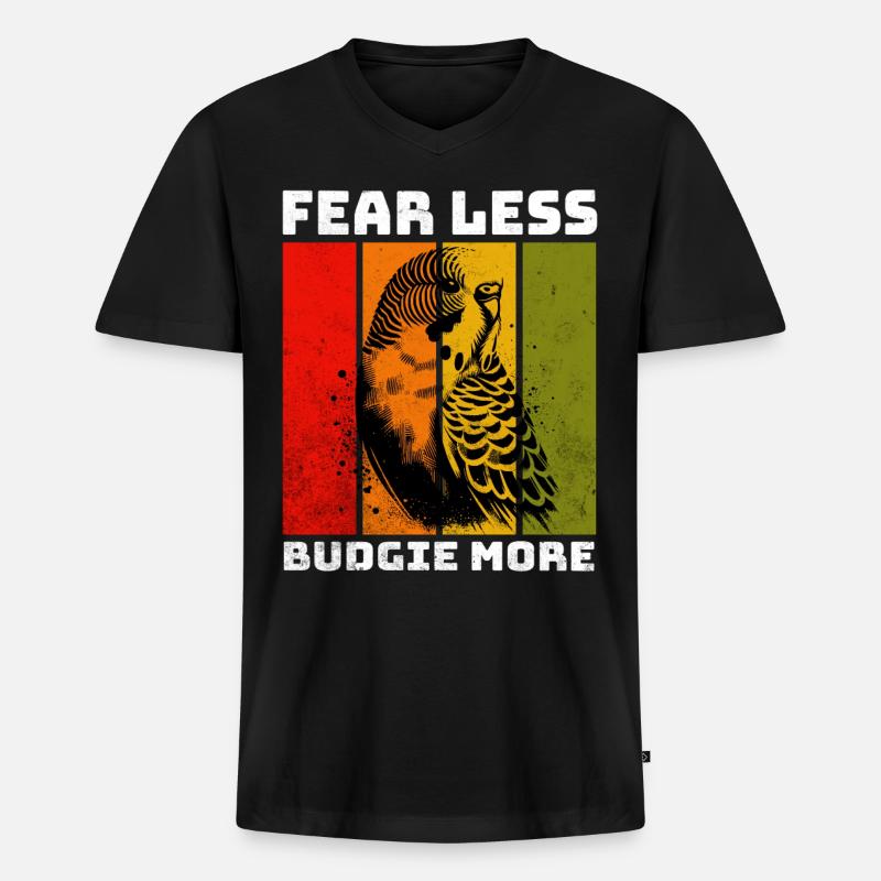 Wellensittich Sprüche - Männer Premium Bio T-Shirt mit V-Ausschnitt - Schwarz