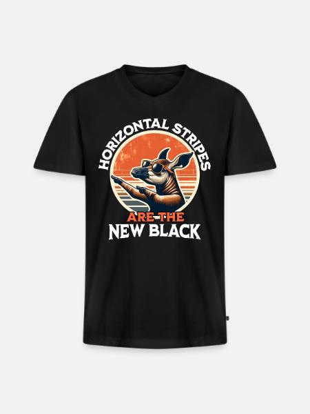 Girafe forestière Okapi - T-shirt encolure en V Premium bio Homme - noir