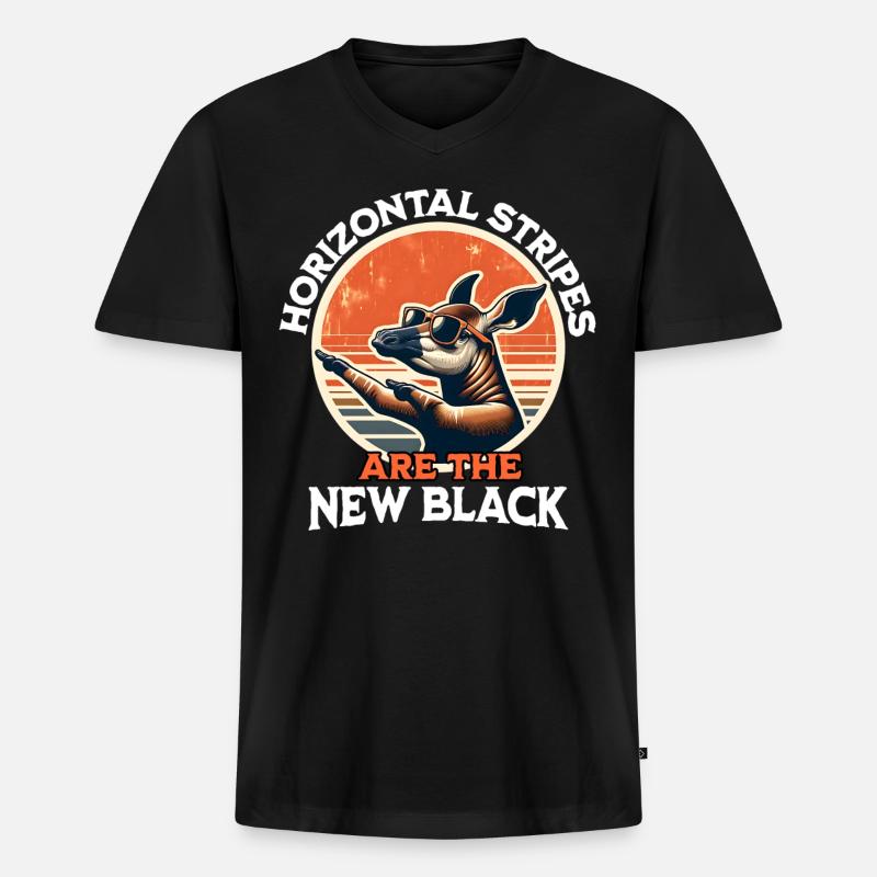 Waldgiraffe Okapi - Männer Premium Bio T-Shirt mit V-Ausschnitt - Schwarz
