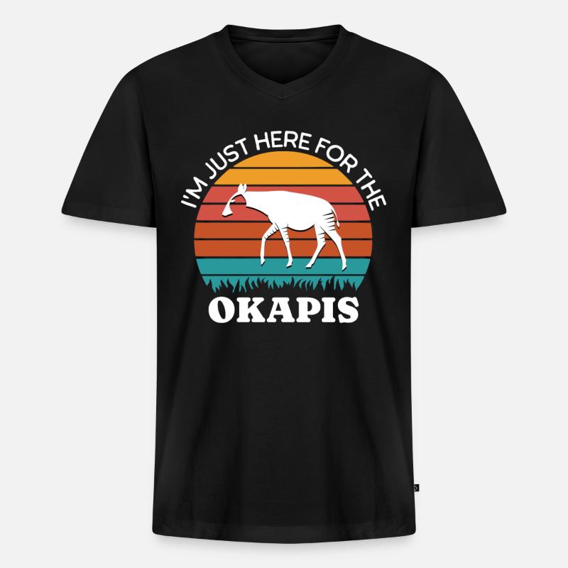Okapi Waldgiraffe Sprüche - Männer Premium Bio T-Shirt mit V-Ausschnitt - Schwarz
