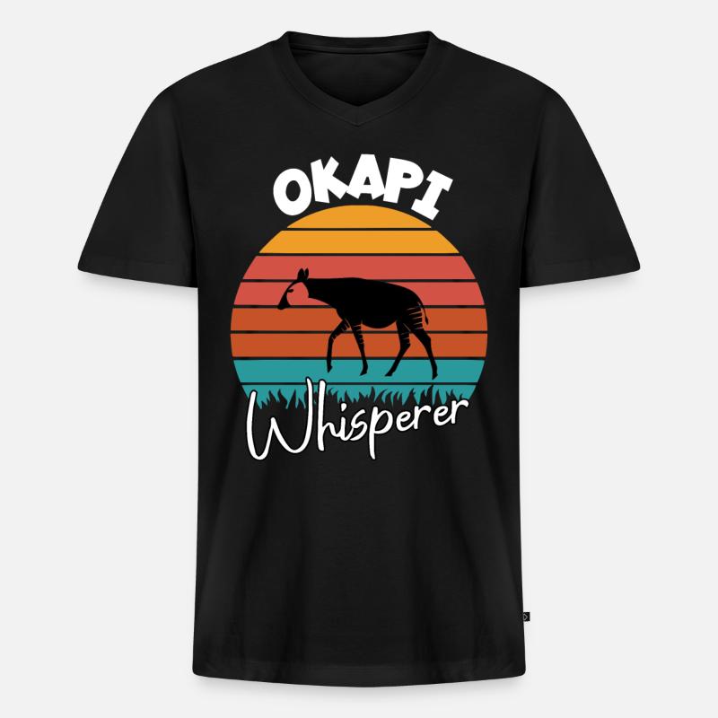 Okapi Flüsterer - Männer Premium Bio T-Shirt mit V-Ausschnitt - Schwarz