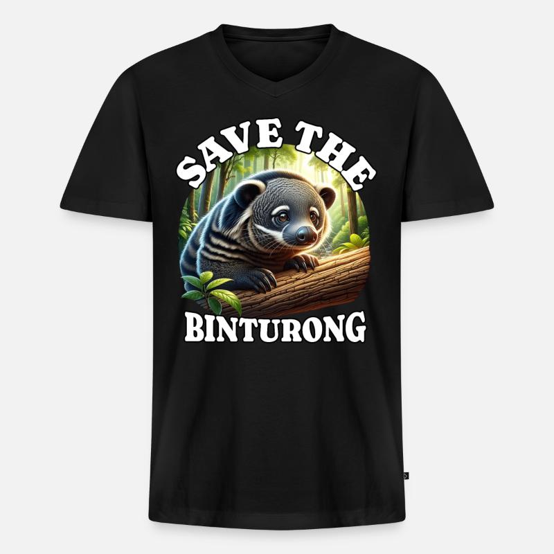 Save Marderbär - Männer Premium Bio T-Shirt mit V-Ausschnitt - Schwarz