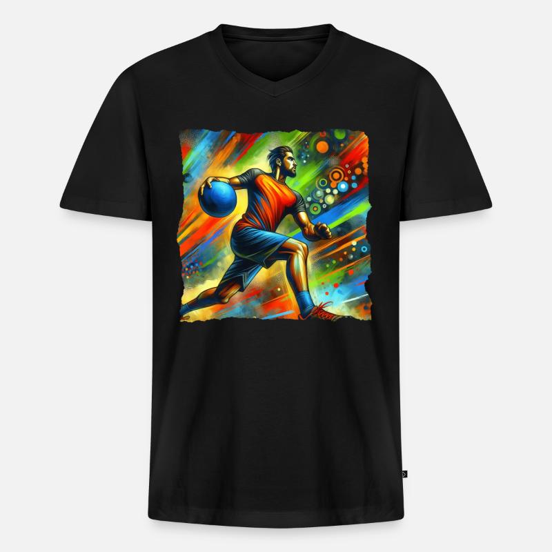 Lustiger Dodgeball Spruch - Männer Premium Bio T-Shirt mit V-Ausschnitt - Schwarz