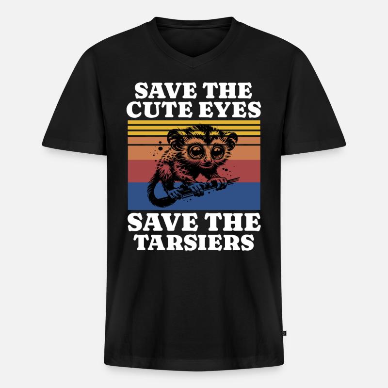 Save Tarsier - Männer Premium Bio T-Shirt mit V-Ausschnitt - Schwarz