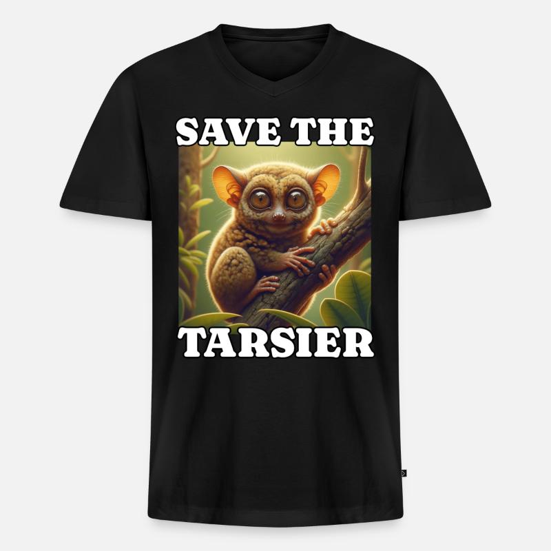 Save Koboldmaki - Männer Premium Bio T-Shirt mit V-Ausschnitt - Schwarz