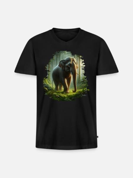 Sumatran Elephant - Men's Premium Organic T-shirt with V-neck - black