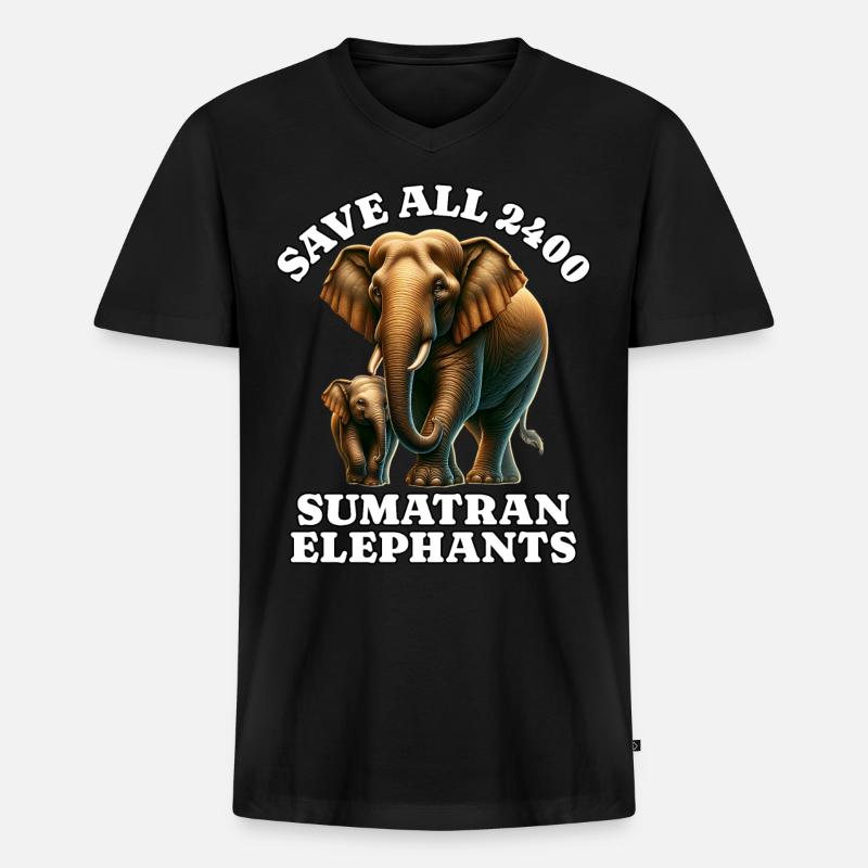 Save Sumatra Elefant - Männer Premium Bio T-Shirt mit V-Ausschnitt - Schwarz