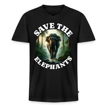 Sumatra Elefant - Männer Premium Bio T-Shirt mit V-Ausschnitt - Schwarz - Vorne - Nico (187cm)