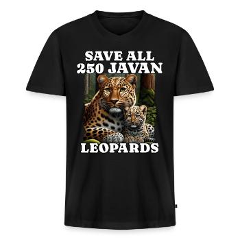 Save Java Leopard - Männer Premium Bio T-Shirt mit V-Ausschnitt - Schwarz - Vorne - Nico (187cm)