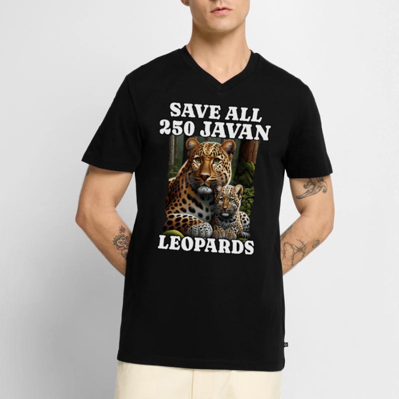 Save Java Leopard Men's Premium Organic T-shirt with V-neck