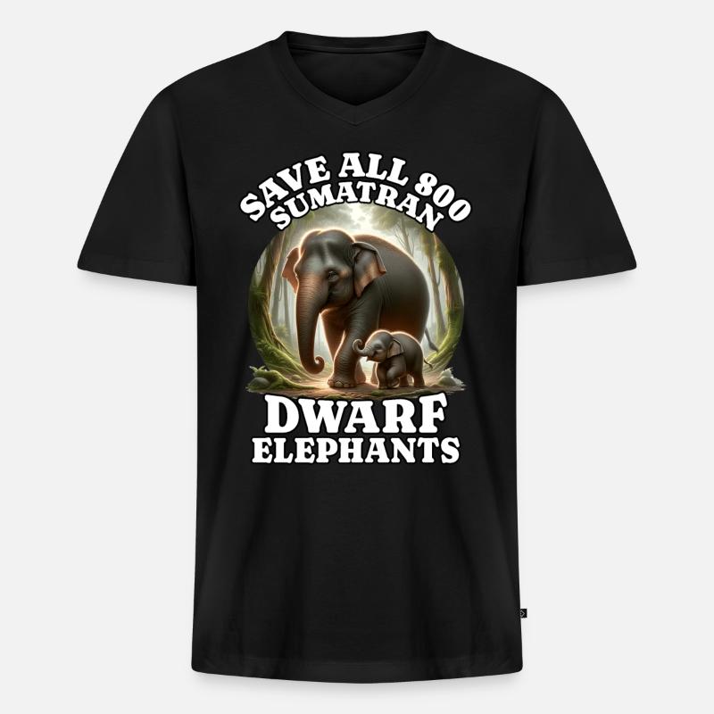 Save Zwergelefant - Männer Premium Bio T-Shirt mit V-Ausschnitt - Schwarz