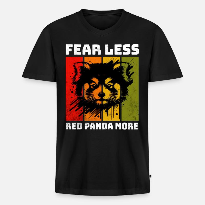 Roter Panda - Männer Premium Bio T-Shirt mit V-Ausschnitt - Schwarz