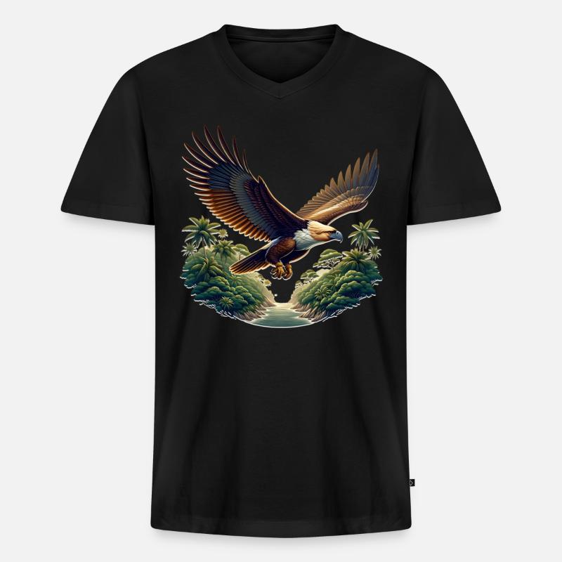 Affenadler - Männer Premium Bio T-Shirt mit V-Ausschnitt - Schwarz