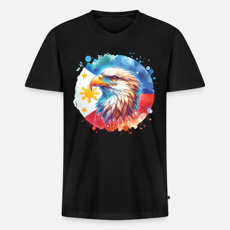 Affenadler - Männer Premium Bio T-Shirt mit V-Ausschnitt - Schwarz
